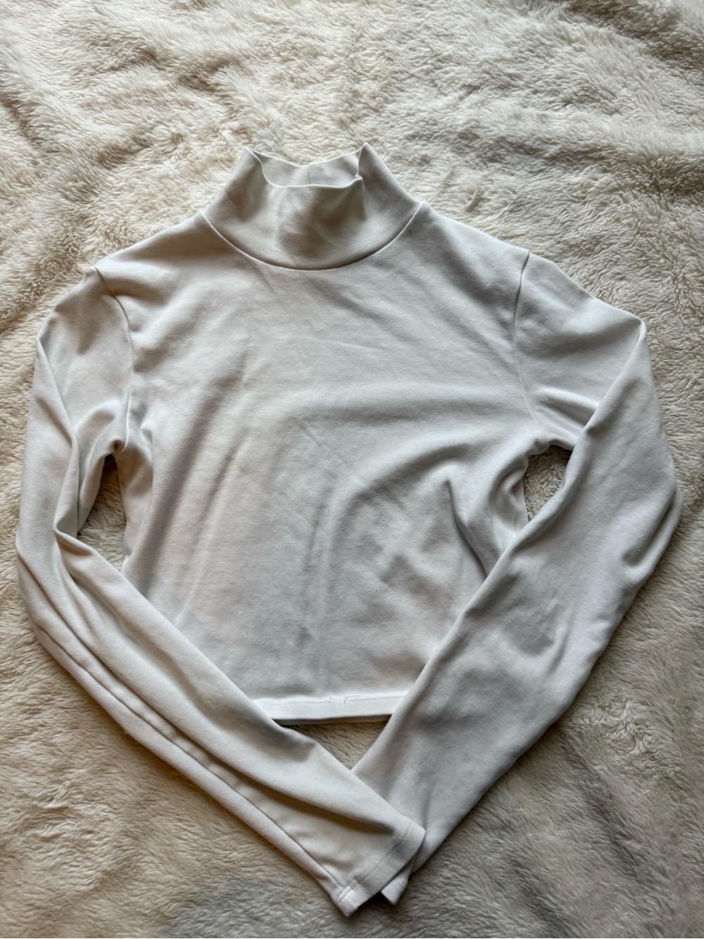 Zara Cream Fitted Turtleneck Long-Sleeve Top
